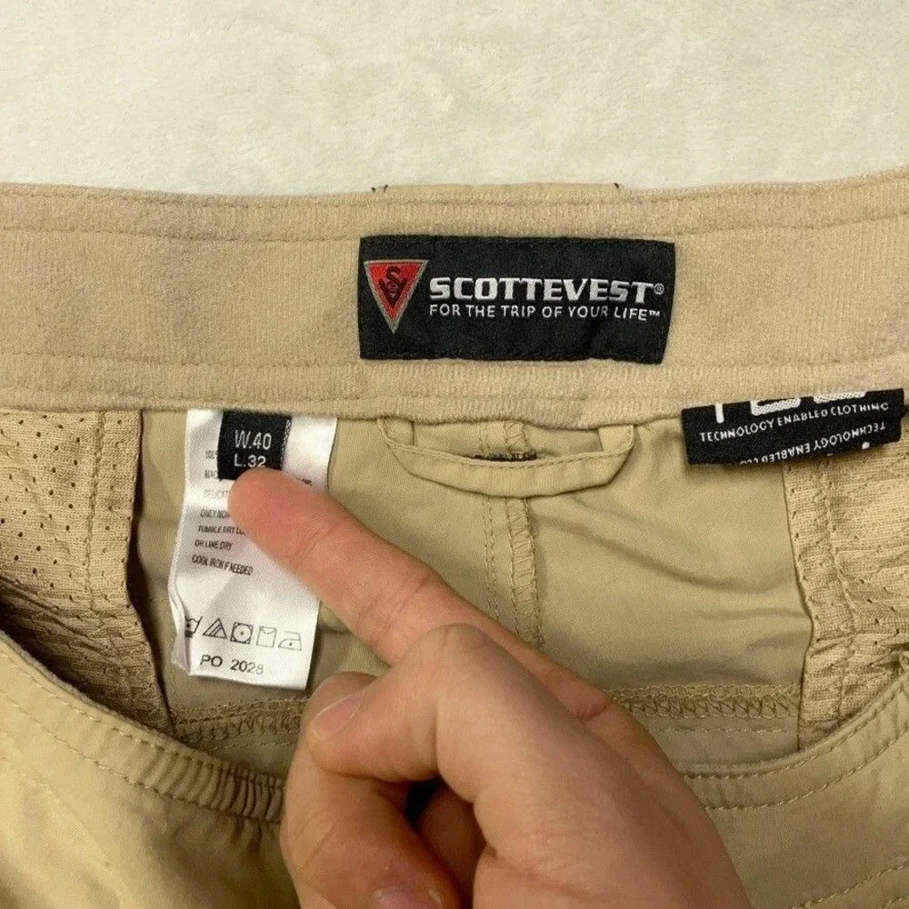 SCOTTeVEST Shorts Mens 40 Beige Tan TEC 8 Pockets Nylon Outdoor Hiking Tactical